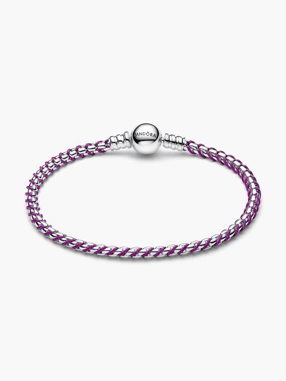 NEW PANDORA cord box chain bracelet - 7.1" in silver